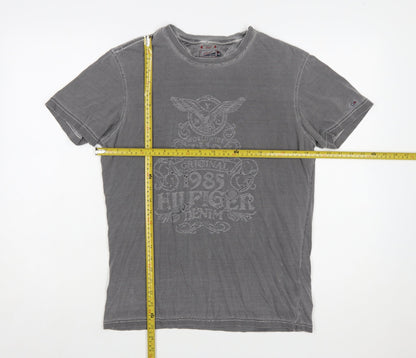 Tommy Hilfiger Denim Men's Grey Small Graphic Cotton T-Shirt