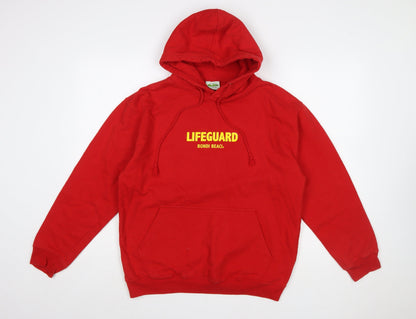 AWDis Men's Red Lifeguard Bondi Beach Pullover Hoodie M
