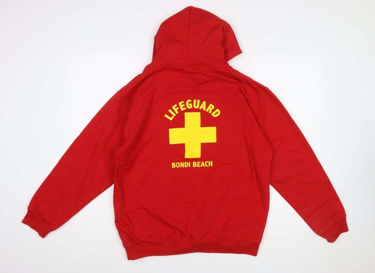 AWDis Men's Red Lifeguard Bondi Beach Pullover Hoodie M