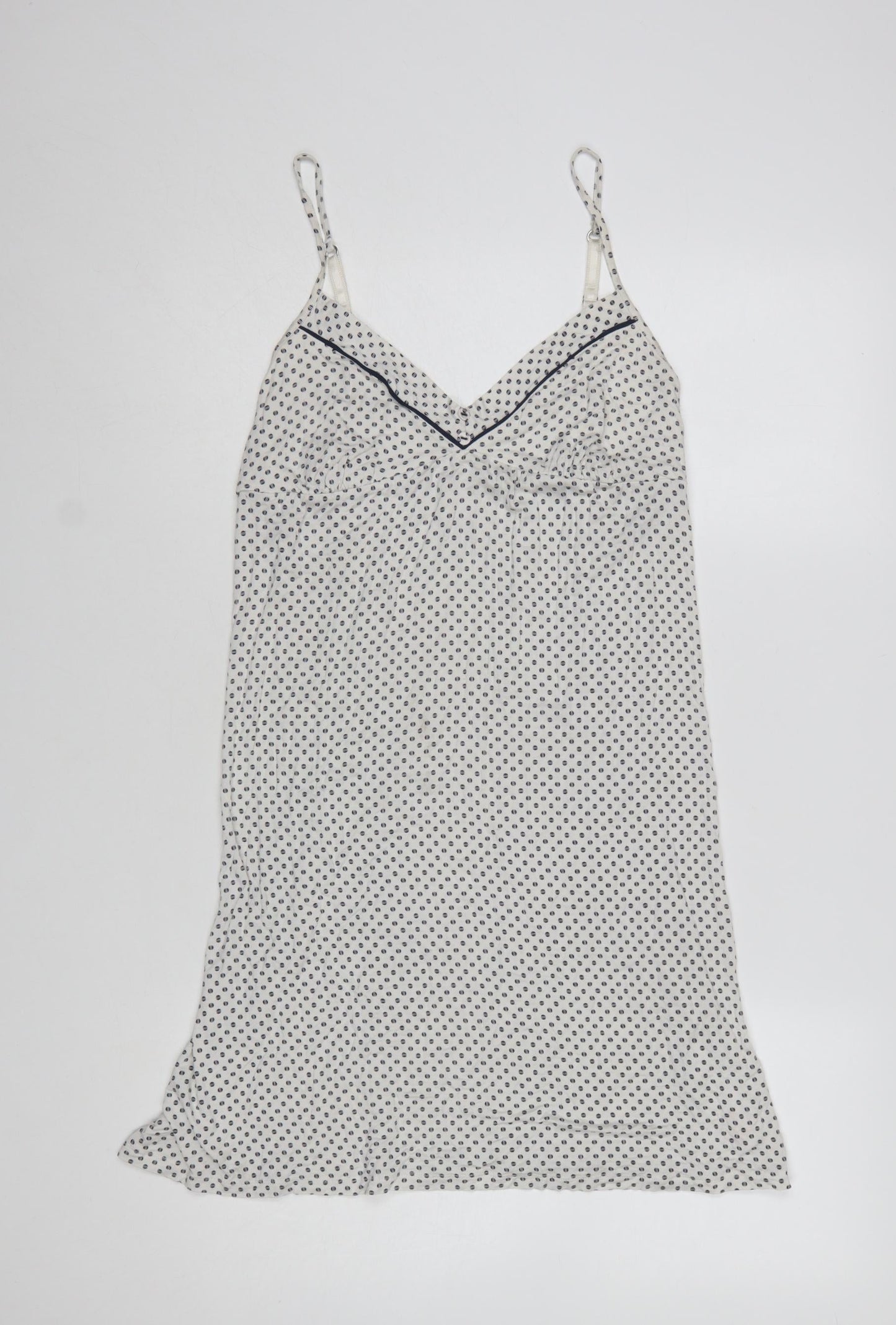 Jasper Conran Women White Polka Dot Viscose Slip Dress Size 14