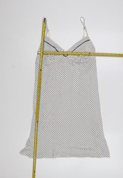 Jasper Conran Women White Polka Dot Viscose Slip Dress Size 14