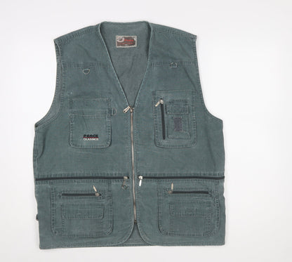 Peace Classics Men's Green Cotton Outdoor Utility Waistcoat 2XL