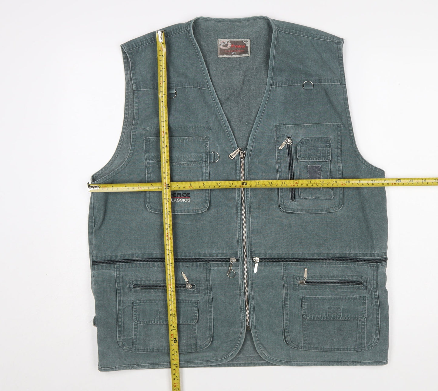Peace Classics Men's Green Cotton Outdoor Utility Waistcoat 2XL