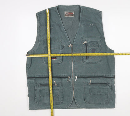 Peace Classics Men's Green Cotton Outdoor Utility Waistcoat 2XL