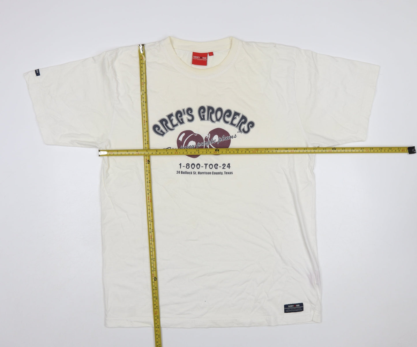 TOG24 Ivory Cotton Graphic Print Men's T-Shirt L