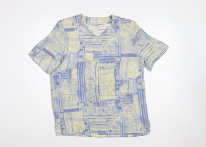 Jacques Vert Womens Multicoloured Size 14 Polyester V-Neck Blouse