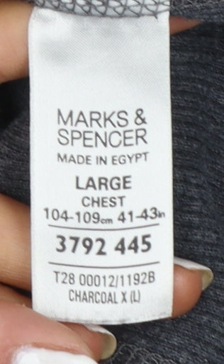 Marks and Spencer Men’s Grey Full Zip Hoodie Large Blue Harbour