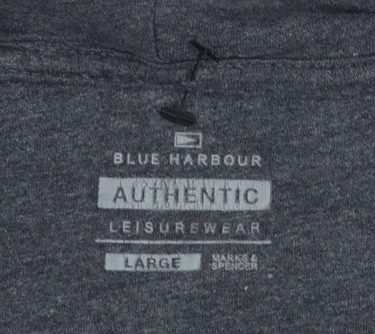 Marks and Spencer Men’s Grey Full Zip Hoodie Large Blue Harbour