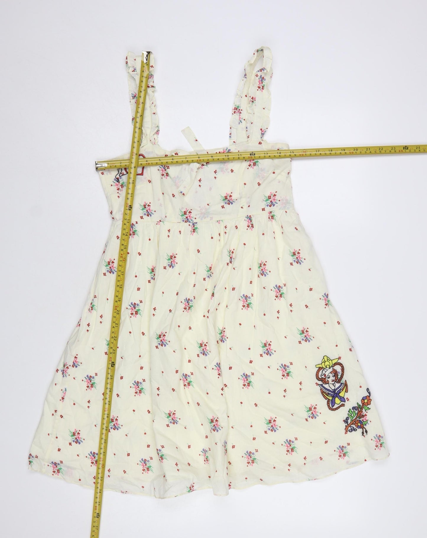 Topshop Women's Ivory Floral Embroidered Sleeveless Sundress Size S