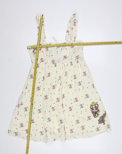 Topshop Women's Ivory Floral Embroidered Sleeveless Sundress Size S