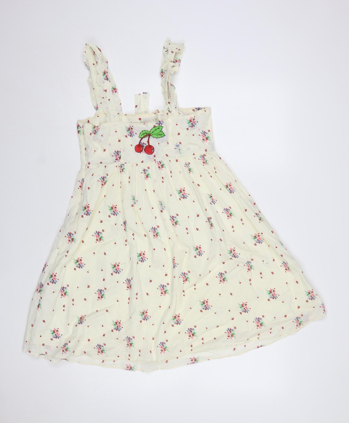 Topshop Women's Ivory Floral Embroidered Sleeveless Sundress Size S