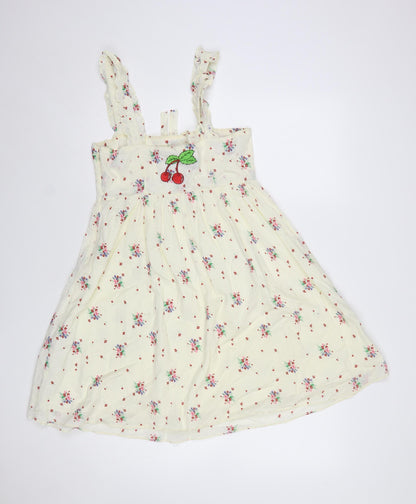 Topshop Women's Ivory Floral Embroidered Sleeveless Sundress Size S