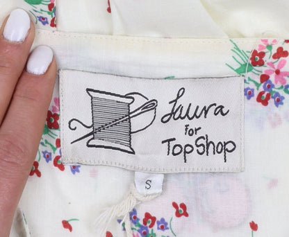 Topshop Women's Ivory Floral Embroidered Sleeveless Sundress Size S