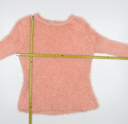 Peacocks Women's Pink Fluffy Knit Long Sleeve Pullover Jumper L