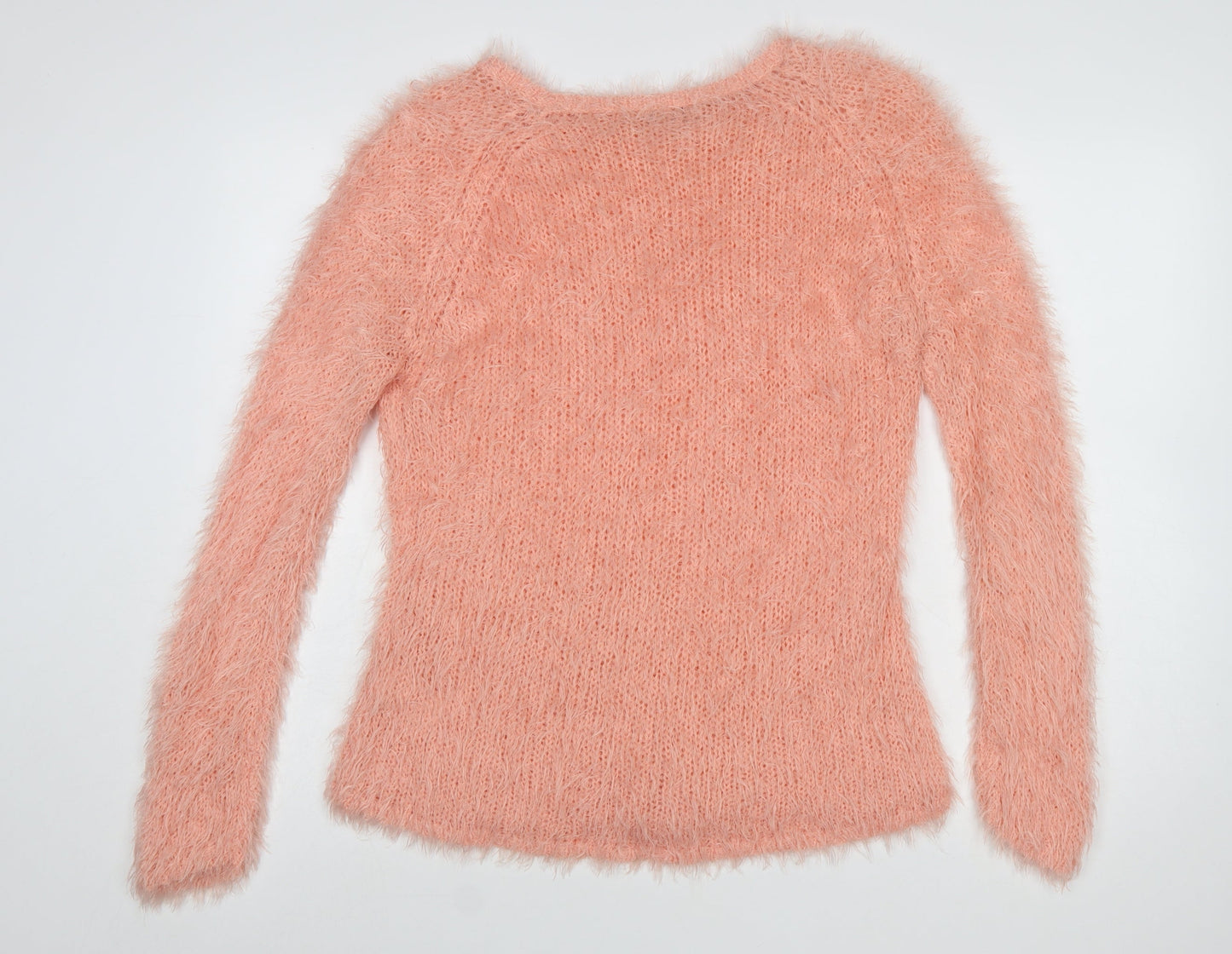 Peacocks Women's Pink Fluffy Knit Long Sleeve Pullover Jumper L