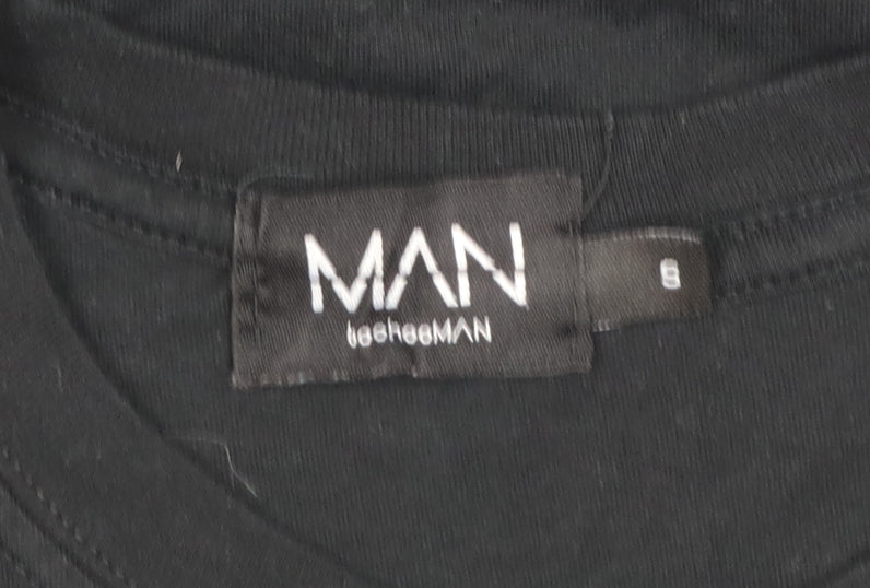 boohooMAN Men's Black OFFICIAL Graphic Cotton T-Shirt Size S
