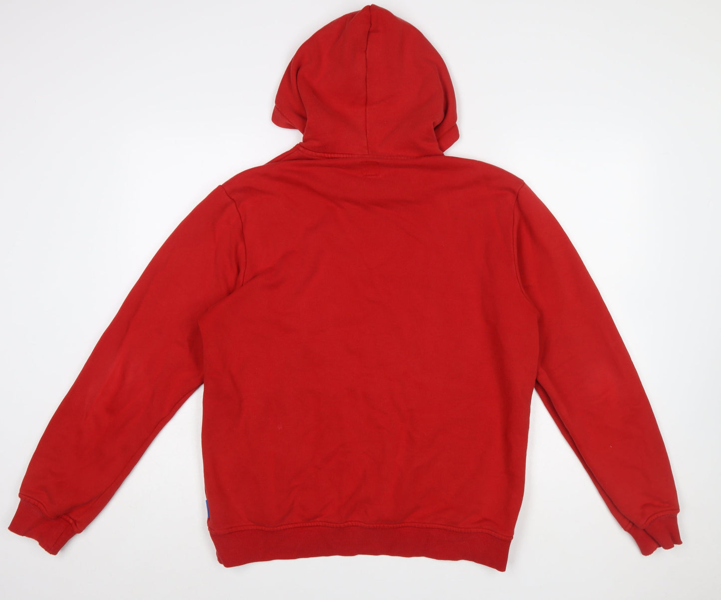 adidas Mens Red Pullover Hoodie M Graphic Logo Fleece Sweatshirt