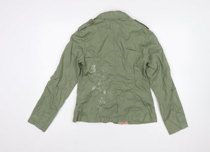 Roxy Women's Green Cotton Military Jacket Size S Casual