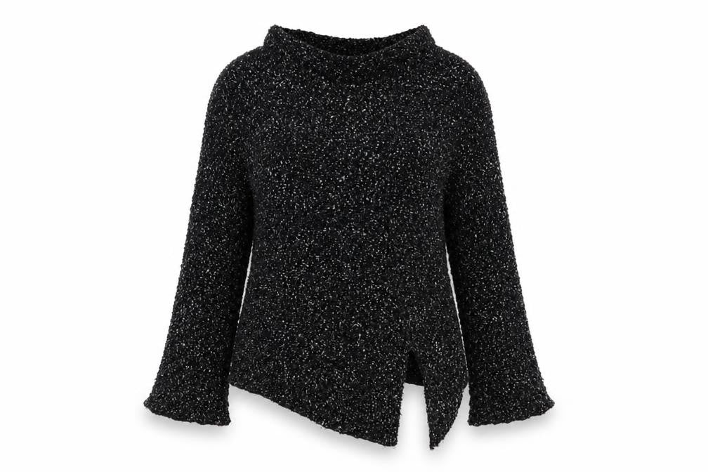 STAXS Womens Black Chunky-Knit High Neck Pullover Jumper Size 8