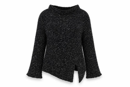 STAXS Womens Black Chunky-Knit High Neck Pullover Jumper Size 8