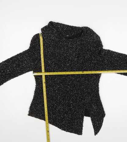 STAXS Womens Black Chunky-Knit High Neck Pullover Jumper Size 8