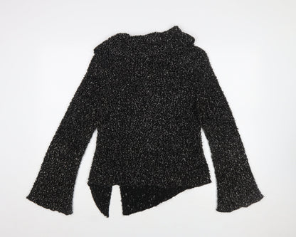 STAXS Womens Black Chunky-Knit High Neck Pullover Jumper Size 8