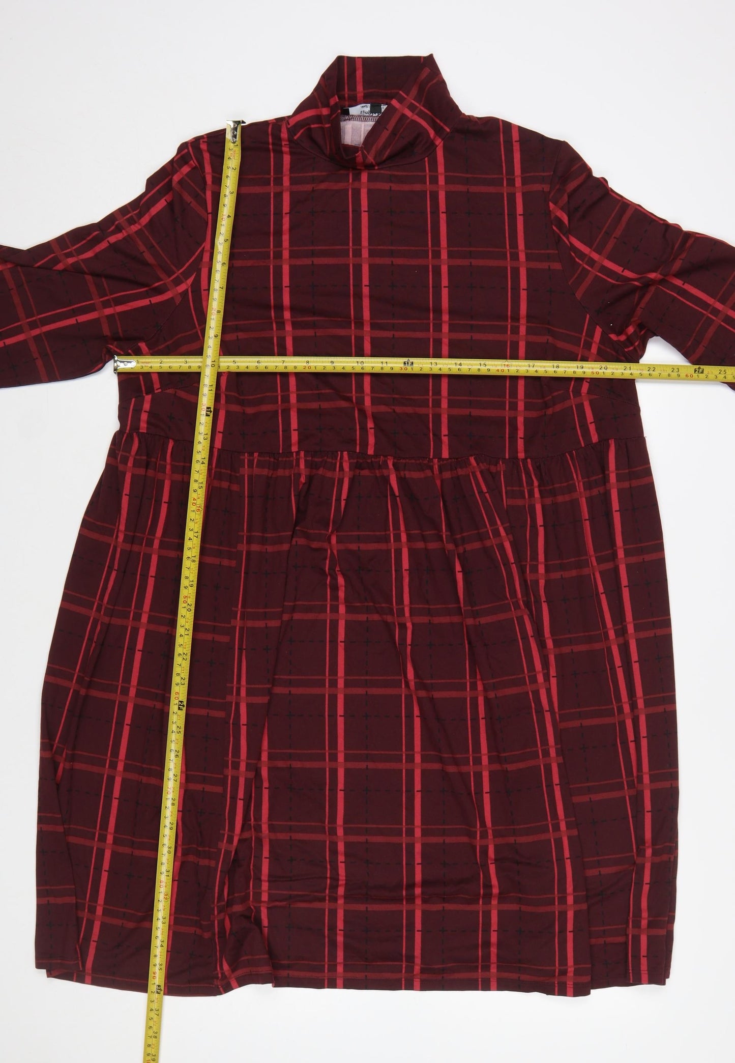Simply Be Women Red Check Stretch Shift Dress Size 18