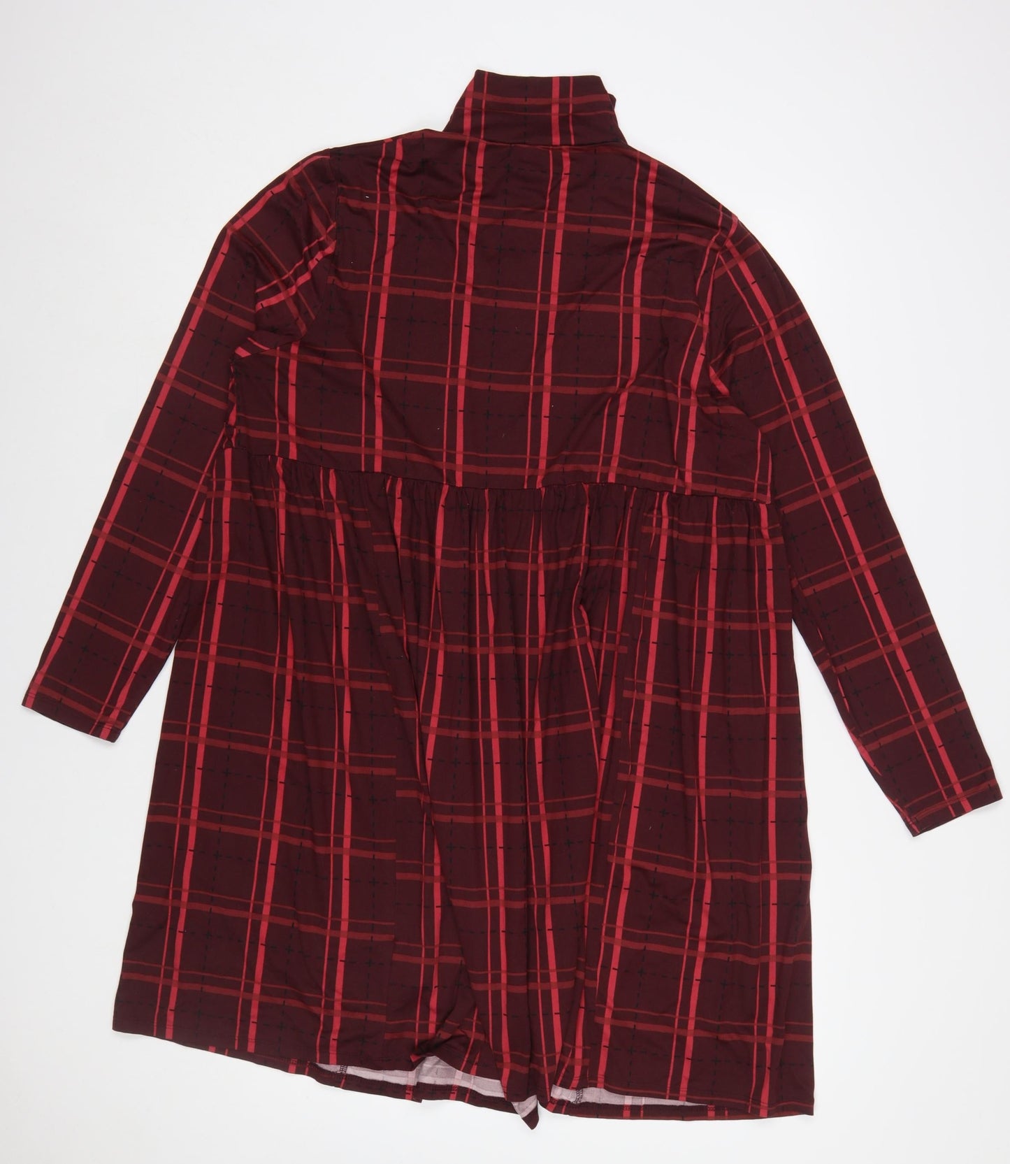 Simply Be Women Red Check Stretch Shift Dress Size 18