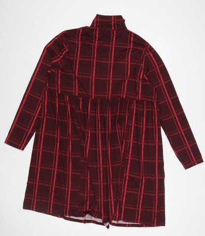 Simply Be Women Red Check Stretch Shift Dress Size 18