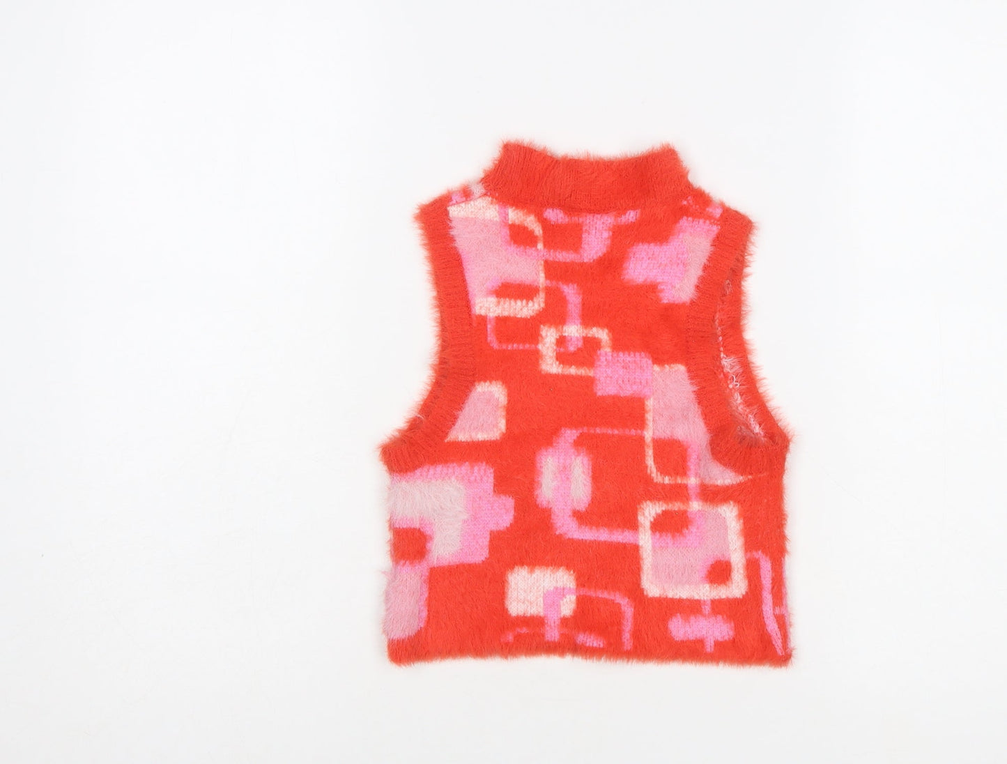 Vintage Supply Women's Red Retro Knit Sleeveless Roll Neck Vest Size 8