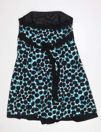 John Rocha Women’s Blue Polka Dot Strapless A-Line Dress Size 18