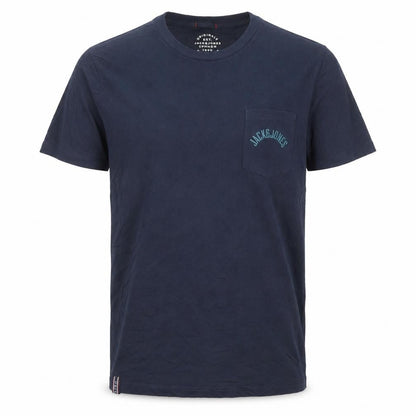 Jack & Jones Men's Blue Cotton Crew Neck Regular Fit T-Shirt Size L
