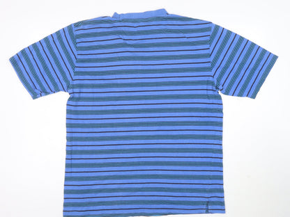 Casual Club Men's Blue Striped Short Sleeve Cotton T-Shirt L