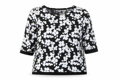 Bonmarché Women’s Black Floral 3/4 Sleeve Pullover Jumper Size 20