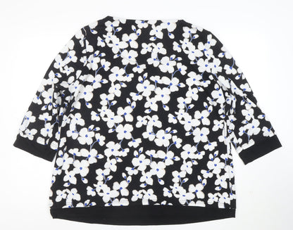 Bonmarché Women’s Black Floral 3/4 Sleeve Pullover Jumper Size 20