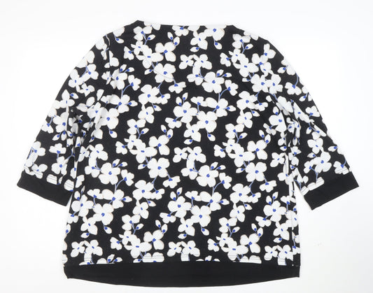 Bonmarché Women’s Black Floral 3/4 Sleeve Pullover Jumper Size 20
