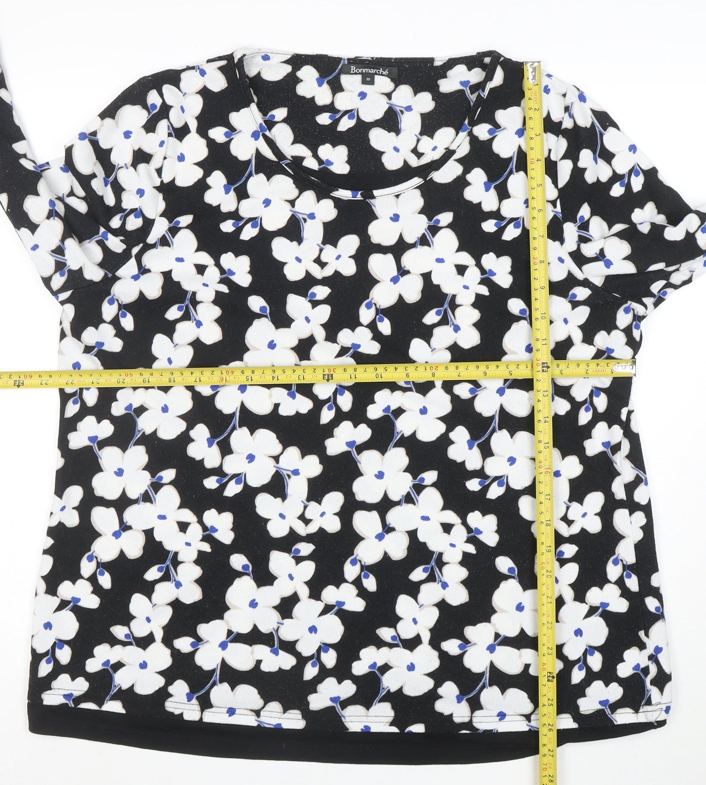 Bonmarché Women’s Black Floral 3/4 Sleeve Pullover Jumper Size 20