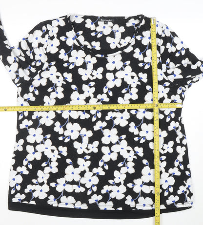 Bonmarché Women’s Black Floral 3/4 Sleeve Pullover Jumper Size 20
