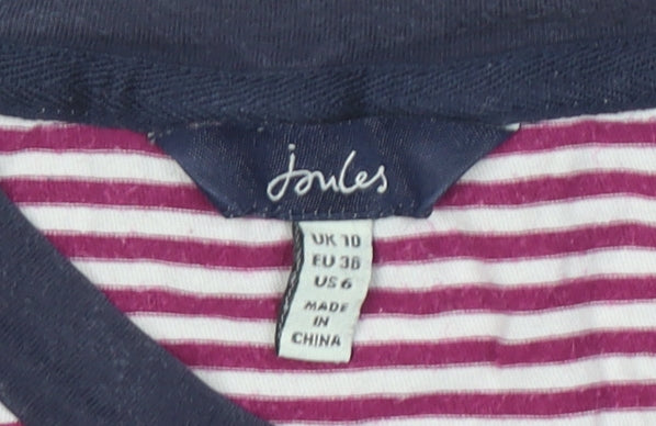 Joules Women’s Multicoloured Striped Long Sleeve Cotton Ringer T-Shirt UK 10