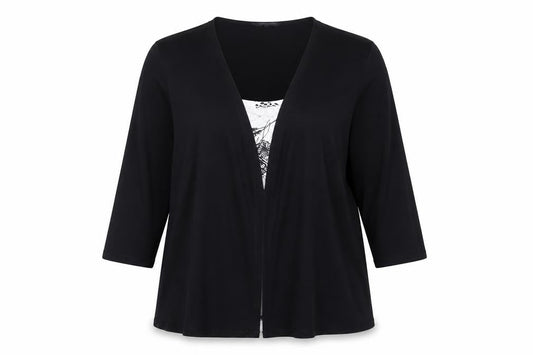 Bonmarché Women's Black Size 18 3/4 Sleeve Tunic Blouse