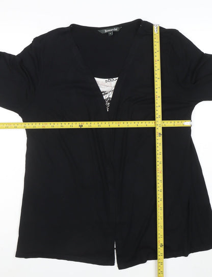 Bonmarché Women's Black Size 18 3/4 Sleeve Tunic Blouse