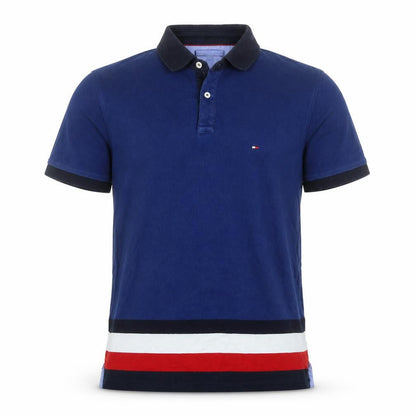 Tommy Hilfiger Men’s Blue Colourblock Cotton Polo Shirt Size M