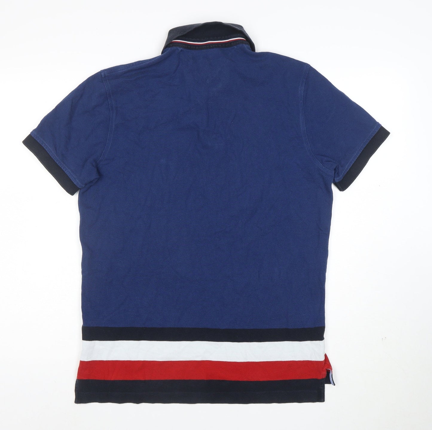 Tommy Hilfiger Men’s Blue Colourblock Cotton Polo Shirt Size M