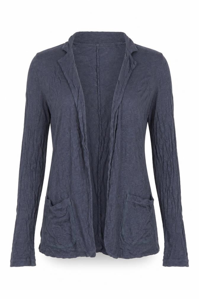Majestic Filatures Womens Grey Linen Long Sleeve Open Cardigan L