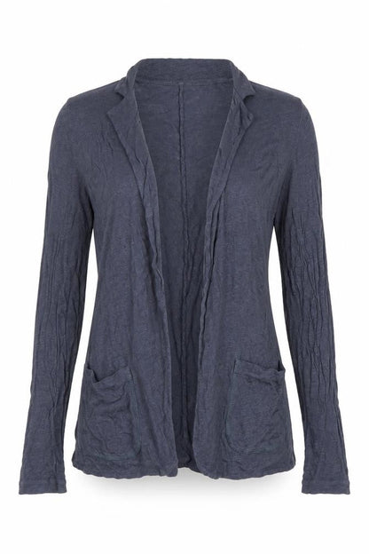 Majestic Filatures Womens Grey Linen Long Sleeve Open Cardigan L