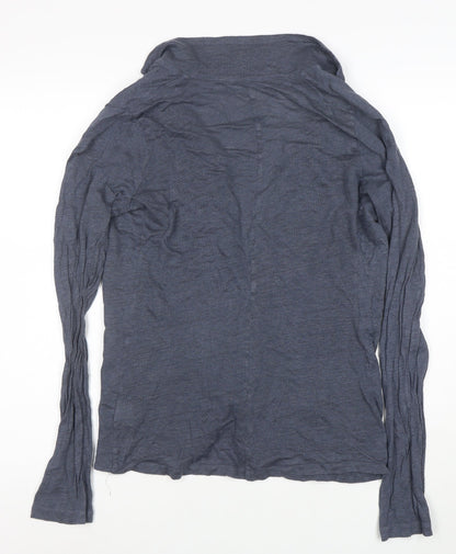 Majestic Filatures Womens Grey Linen Long Sleeve Open Cardigan L