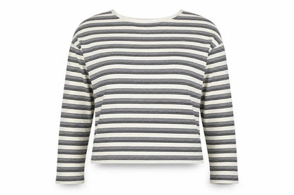 AllSaints Womens White Striped Long Sleeve Cotton T-Shirt Size M