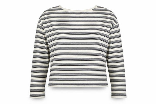 AllSaints Womens White Striped Long Sleeve Cotton T-Shirt Size M