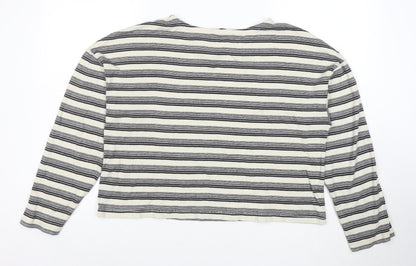 AllSaints Womens White Striped Long Sleeve Cotton T-Shirt Size M