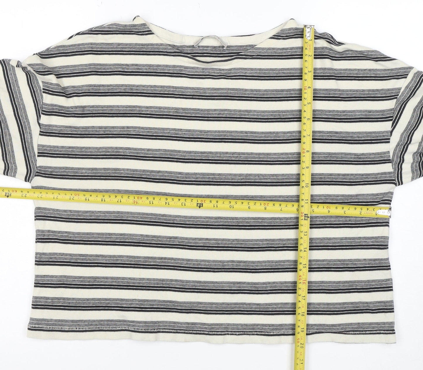 AllSaints Womens White Striped Long Sleeve Cotton T-Shirt Size M